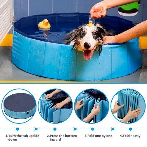 80 x 20 cm Portable Dog Kiddie Swimming Pool, PVC Foldable Non-Slip Bathtub for Small Dogs Pets (Blue) - Toytexx 80 x 20 cm Portable Dog Kiddie Swimming Pool, PVC Foldable Non-Slip Bathtub for Small Dogs Pets (Blue) - Toytexx